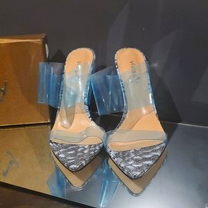 blue snake print shoes